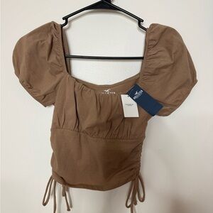 Hollister Brown Puff Sleeve Blouse